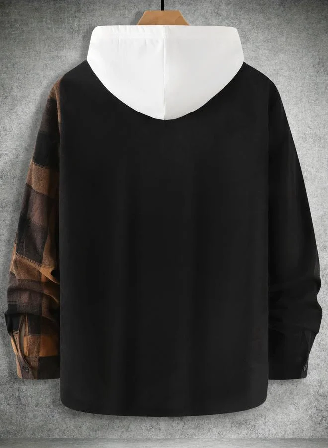 تايك تو جاكيت رجالي كاروهات بأزرار أمامية وتفاصيل جيب